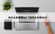 为什么补暂缓ipo（为什么不停IPO）